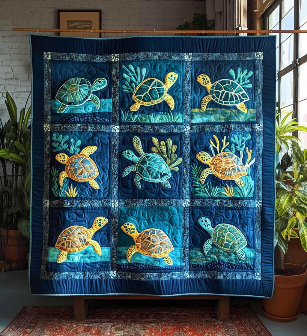 Aquatic Dream Art Quilt Hanging - Baby (30" x 40")