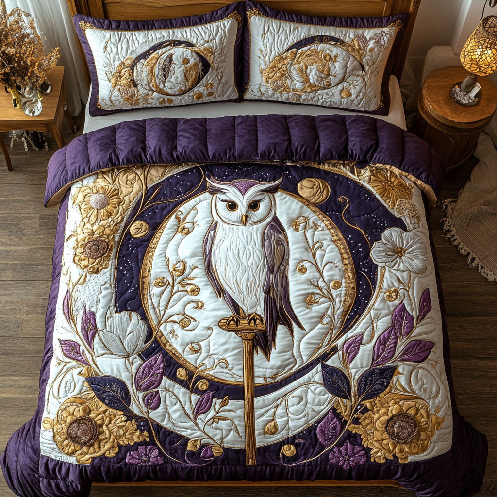 Arcane Owl 3-Piece Quilted Bedding Set - Single (59" x 70")