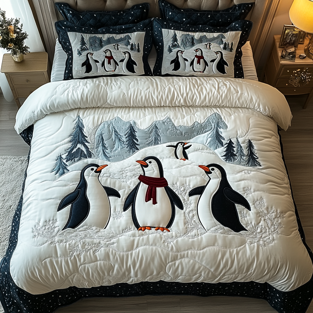 Arctic Waddle 3-Piece Quilted Bedding Set - Single (59" x 70")