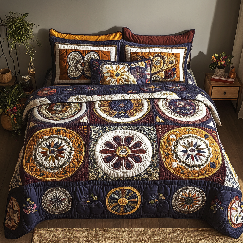 Artisan Blossom 3-Piece Quilted Bedding Set - Single (59" x 70")