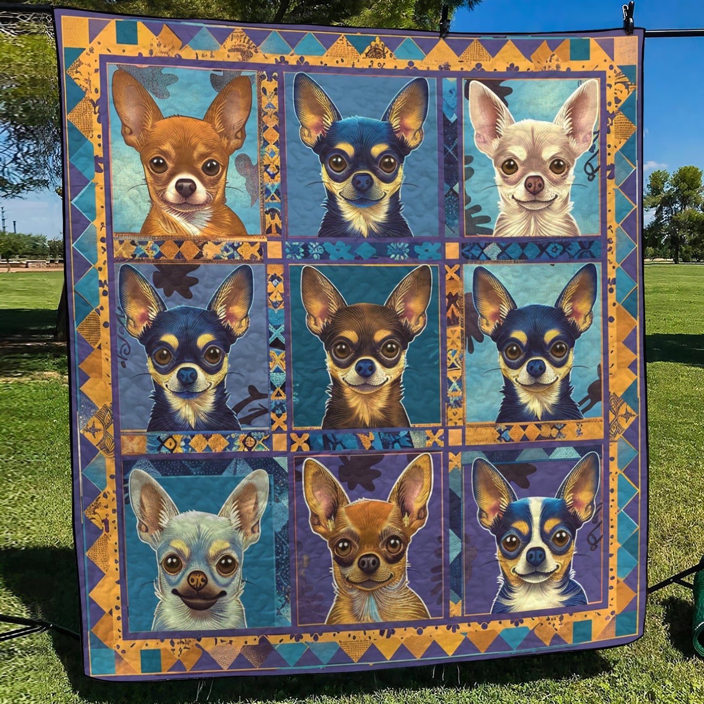 Artistic Chihuahua Quilted Blanket - Throw (55" x 60")