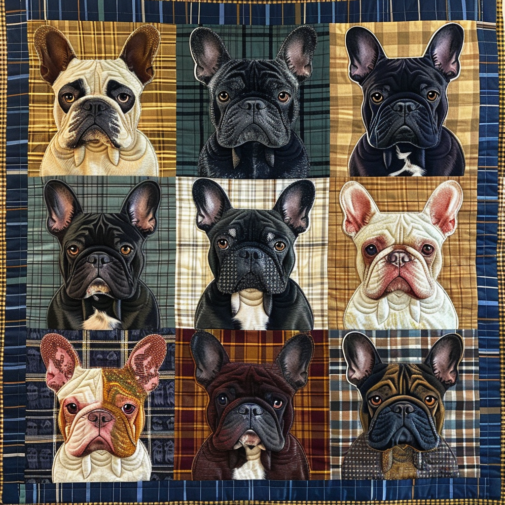 Artistic Frenchie Quilted Blanket - Throw (55" x 60")
