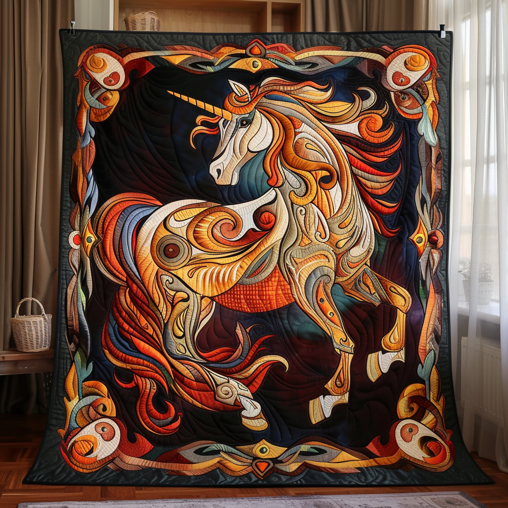 Artistic Horse-Themed Quilted Blanket - Throw (55" x 60")
