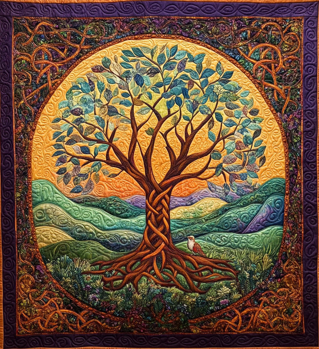 Astral Roots Quilted Blanket - Throw (55" x 60")