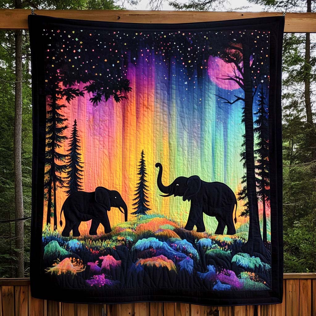 Aurora Elephants Quilted Blanket - Throw (55" x 60")