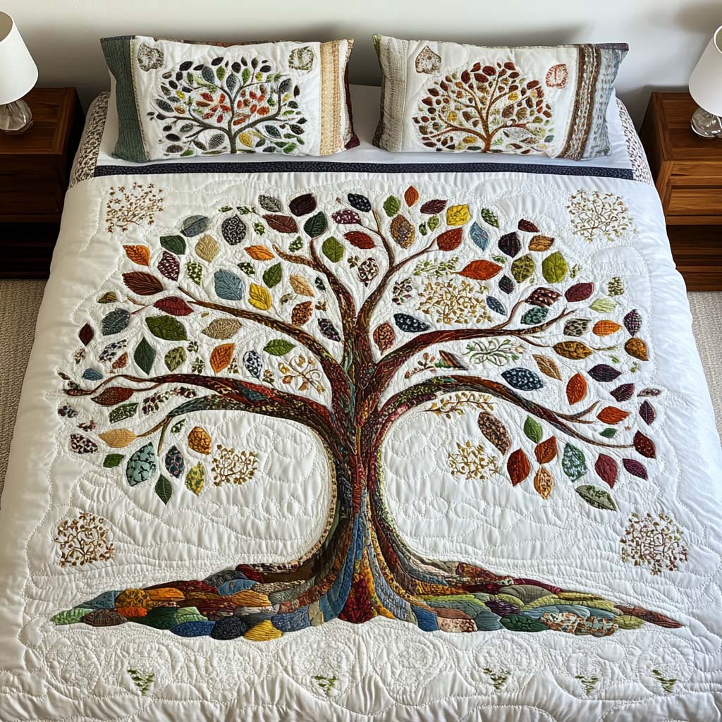 Autumn Canopy 3-Piece Quilted Bedding Set - Single (59" x 70")