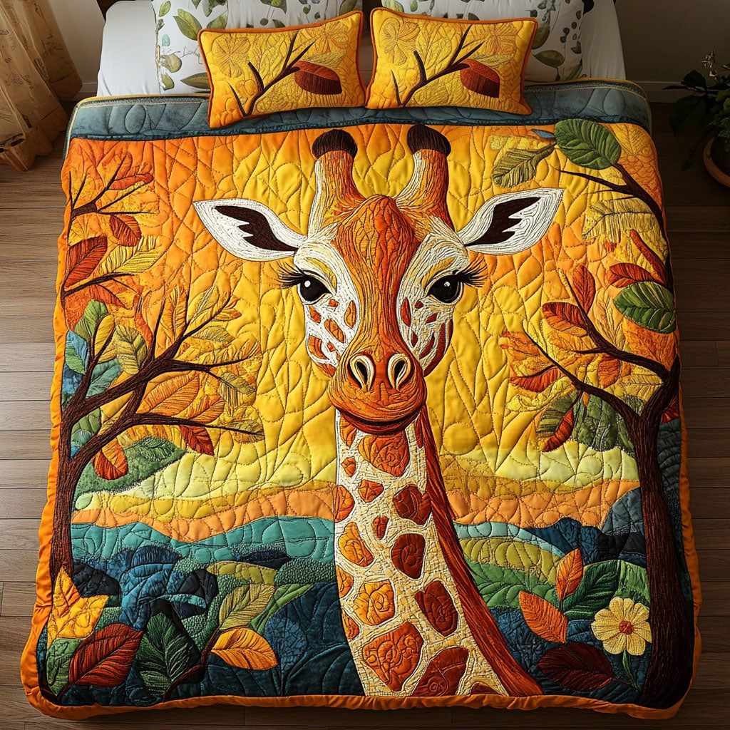 Autumn Harmony Giraffe 3-Piece Quilted Bedding Set - Single (59" x 70")