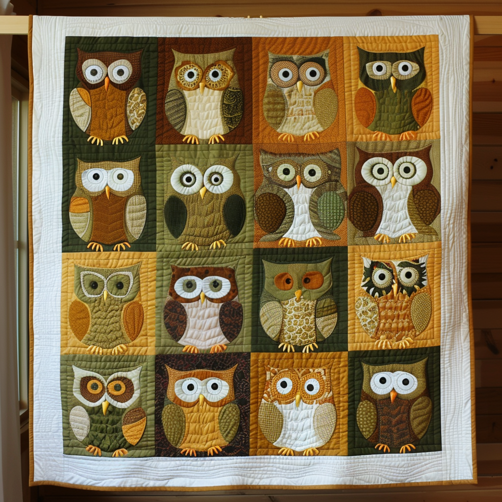 Autumn Owls Quilted Blanket - Throw (55" x 60")
