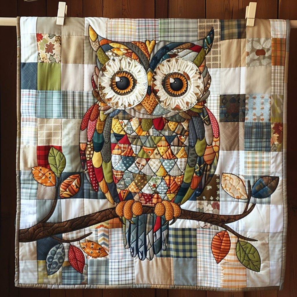 Autumn Patch Owl Quilted Blanket - Throw (55" x 60")