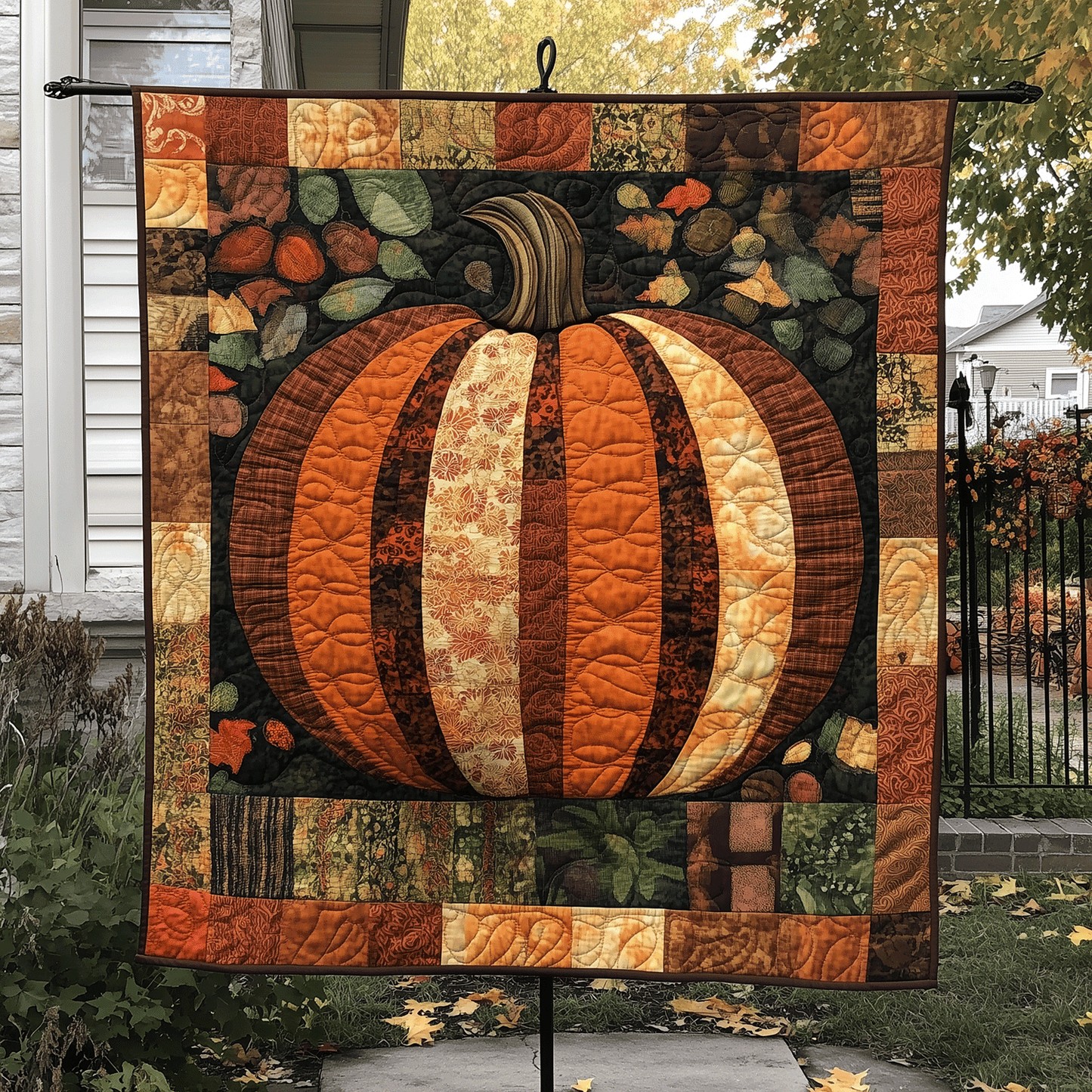 Autumn Pumpkin Quilted Blanket - Throw (55" x 60")