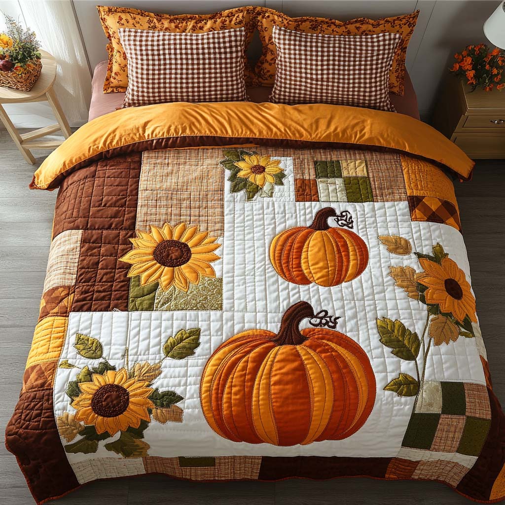 Autumn Cozy Dreams 3-Piece Quilted Bedding Set - Single (59" x 70")