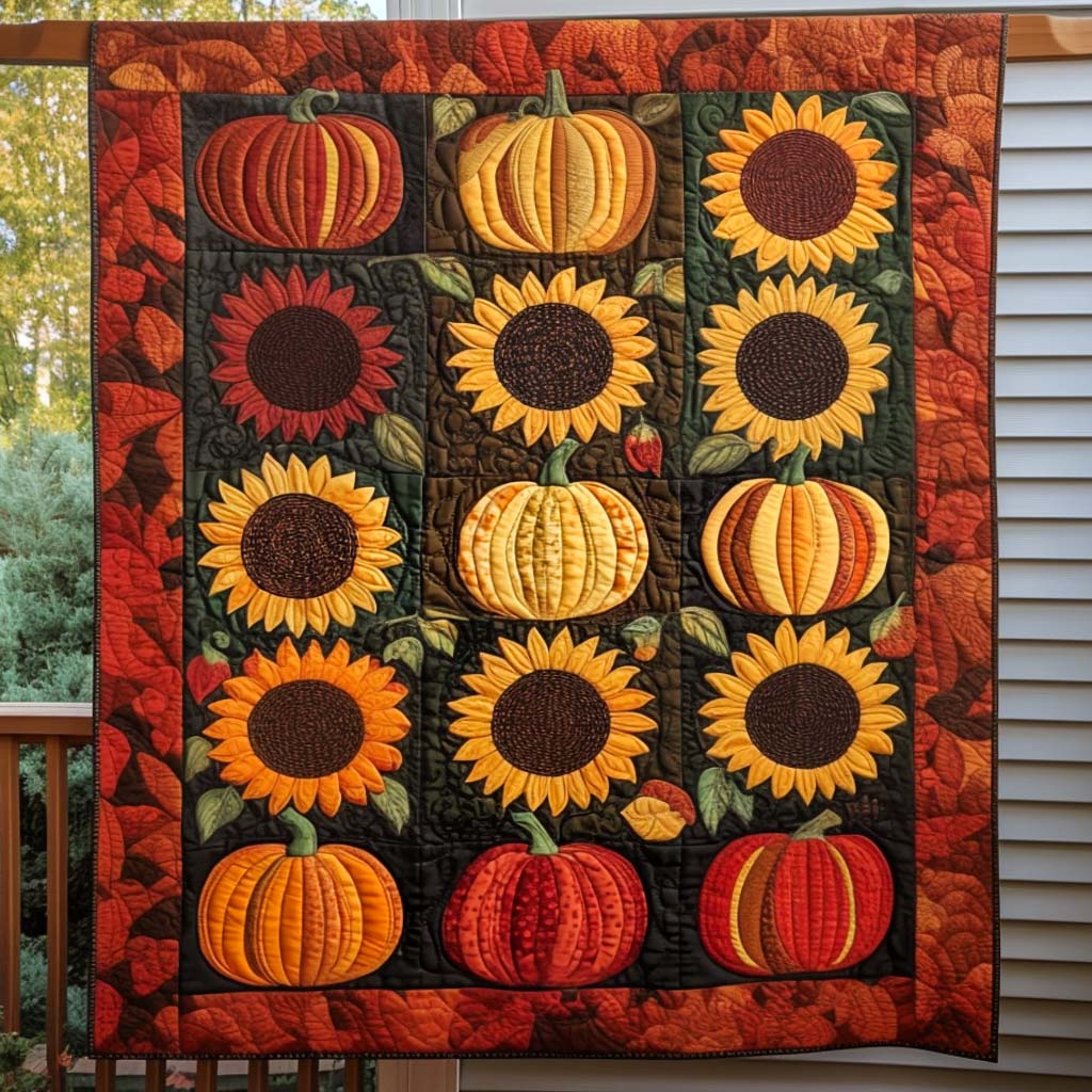 Autumn Harmony Quilted Blanket - Throw (55" x 60")