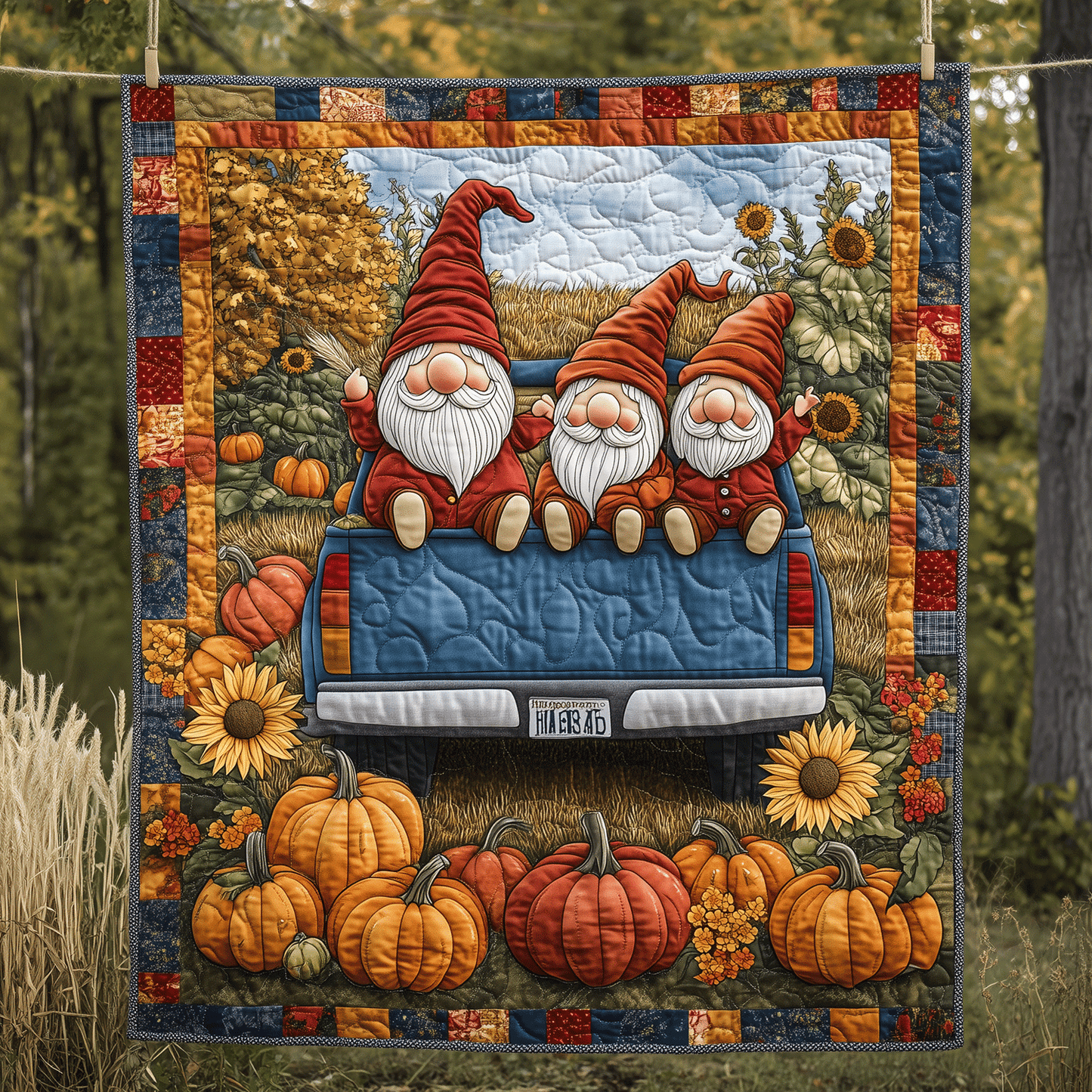 Autumn Harvest Quilted Blanket - Throw (55" x 60")