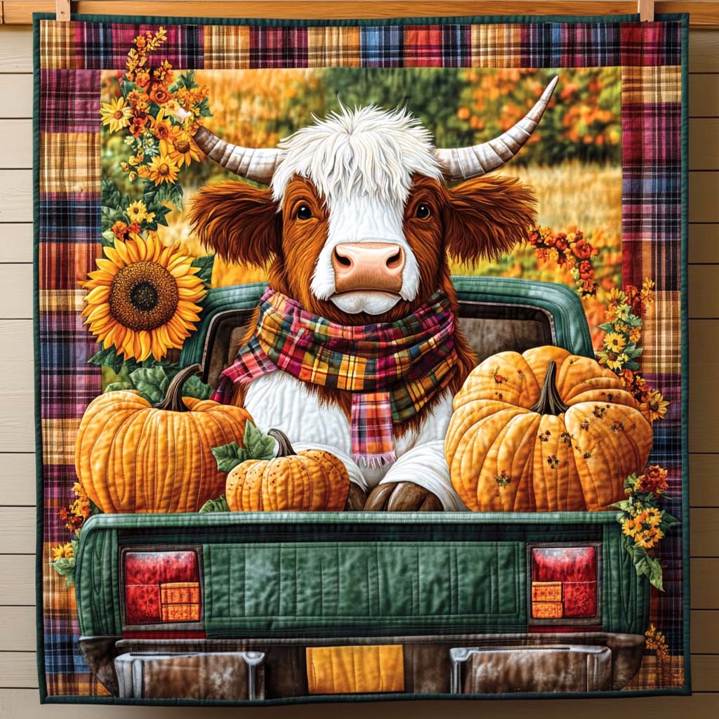 Autumn Harvest Ride Quilted Blanket - Throw (55" x 60")