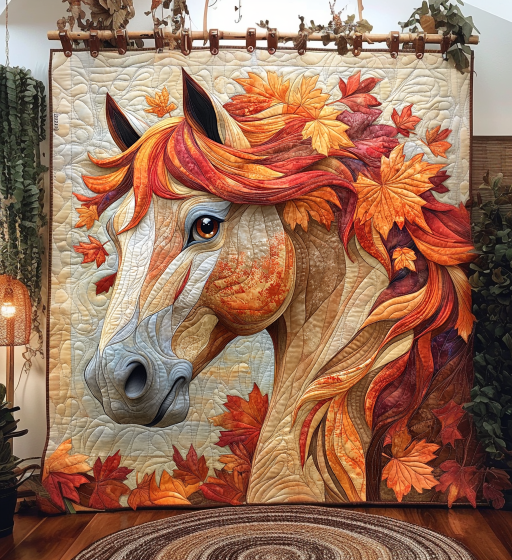 Autumn Horse Quilted Blanket - Throw (55" x 60")