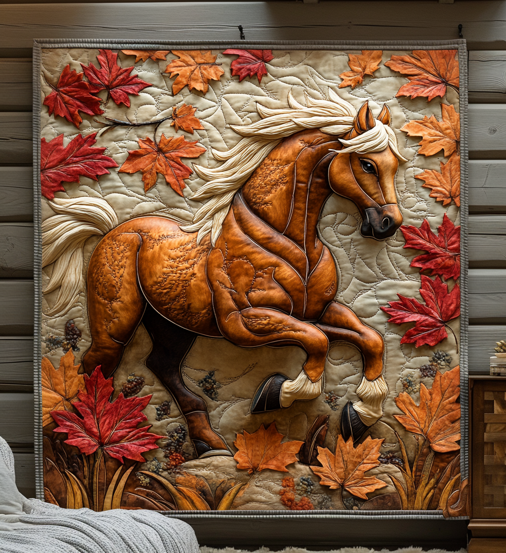 Autumn Horse Quilted Blanket - Throw (55" x 60")
