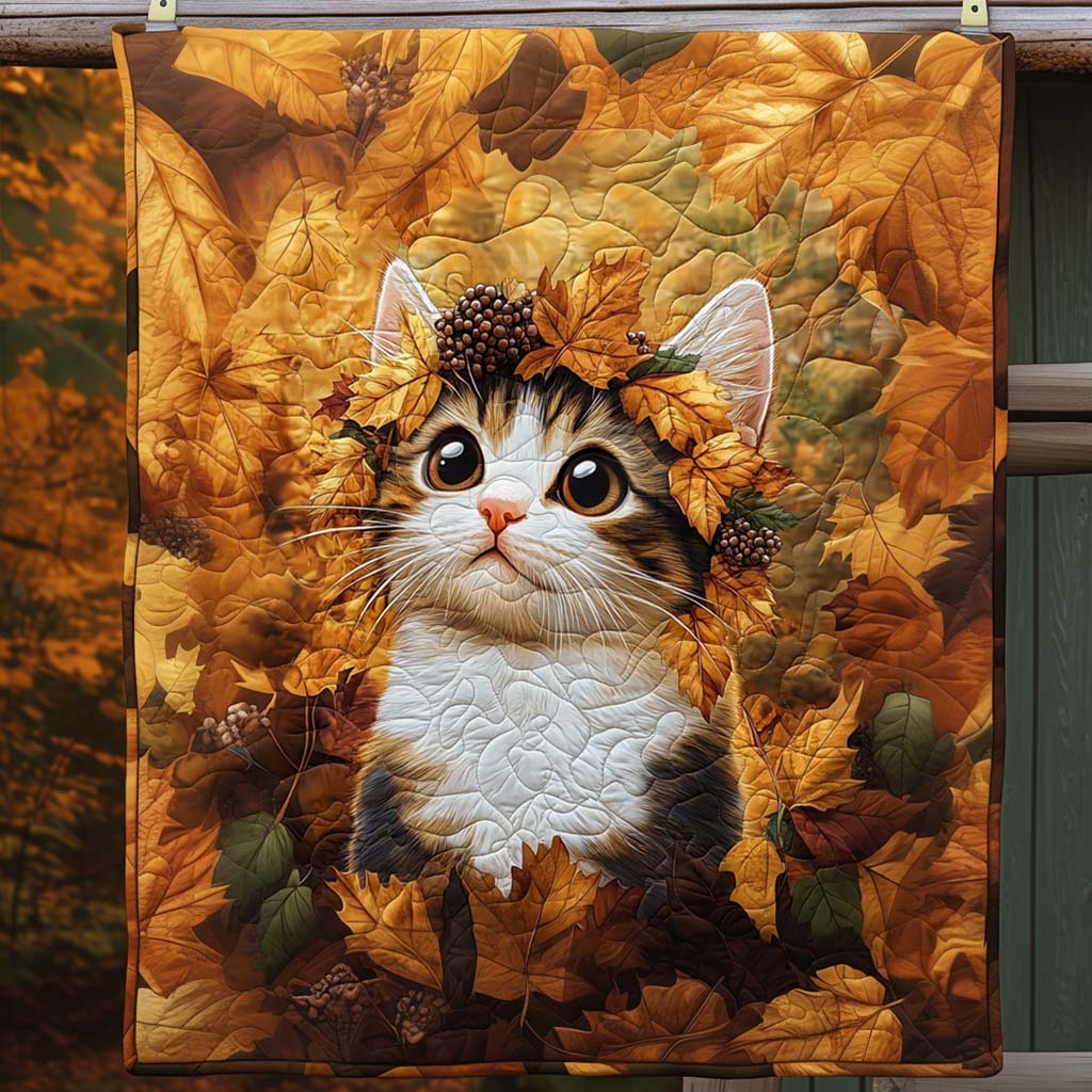Autumn Kitten Quilted Blanket - Throw (55" x 60")