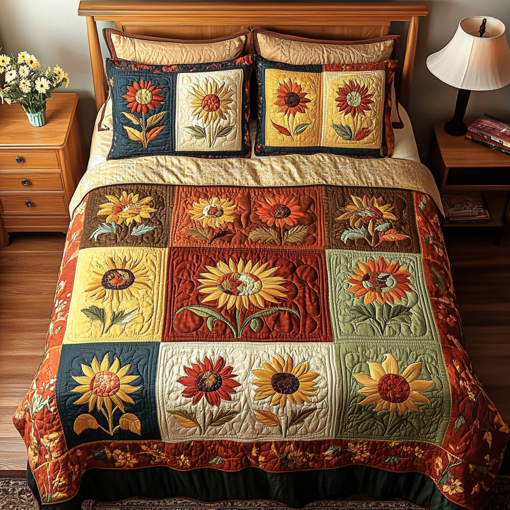 Autumn Shine 3-Piece Quilted Bedding Set - Single (59" x 70")