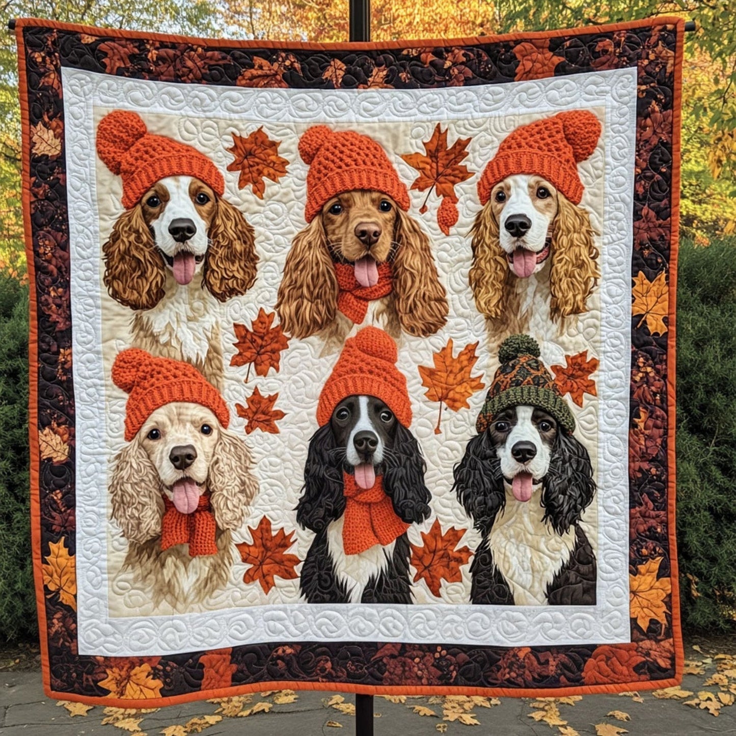 Autumn Spaniel Charm Quilted Blanket - Throw (55" x 60")