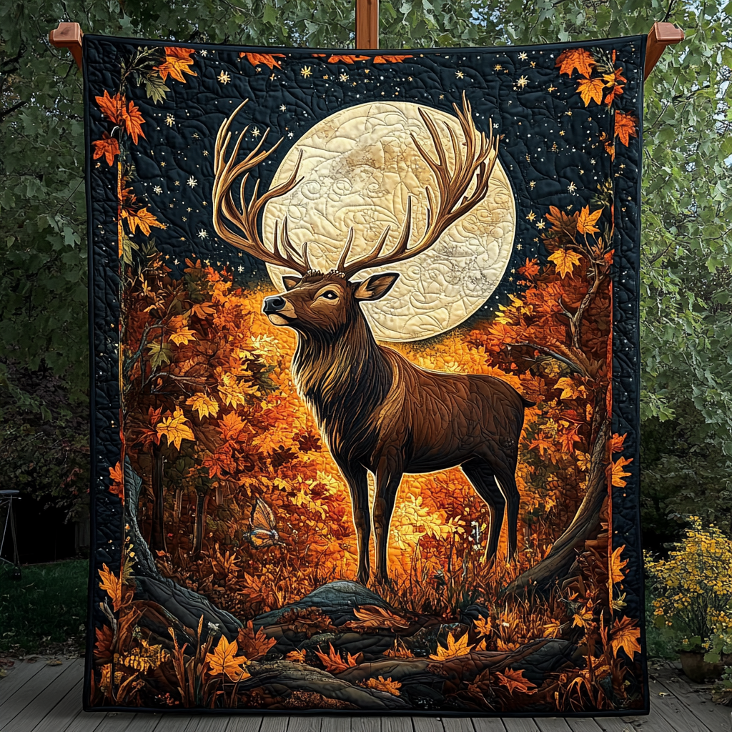 Autumn Stag Quilted Blanket - Throw (55" x 60")