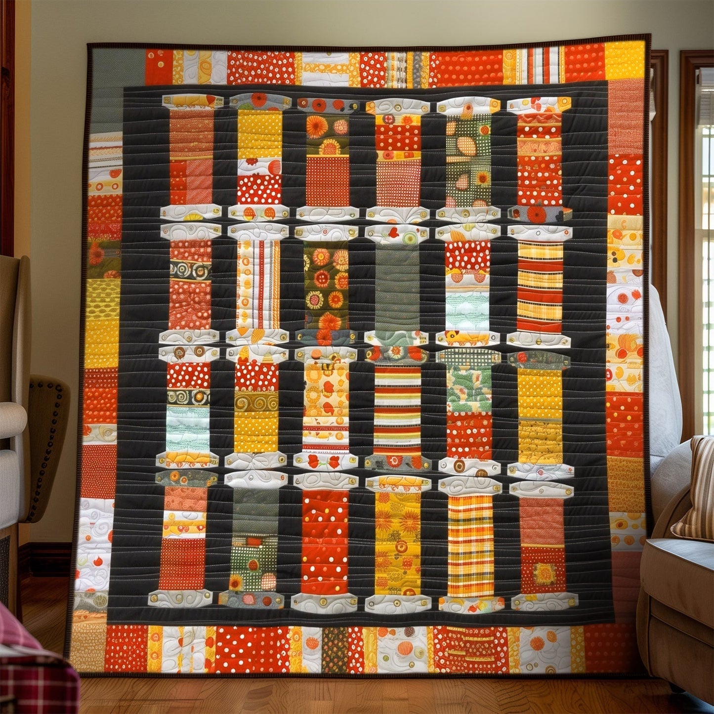 Autumn Threads Quilted Blanket - Throw (55" x 60")