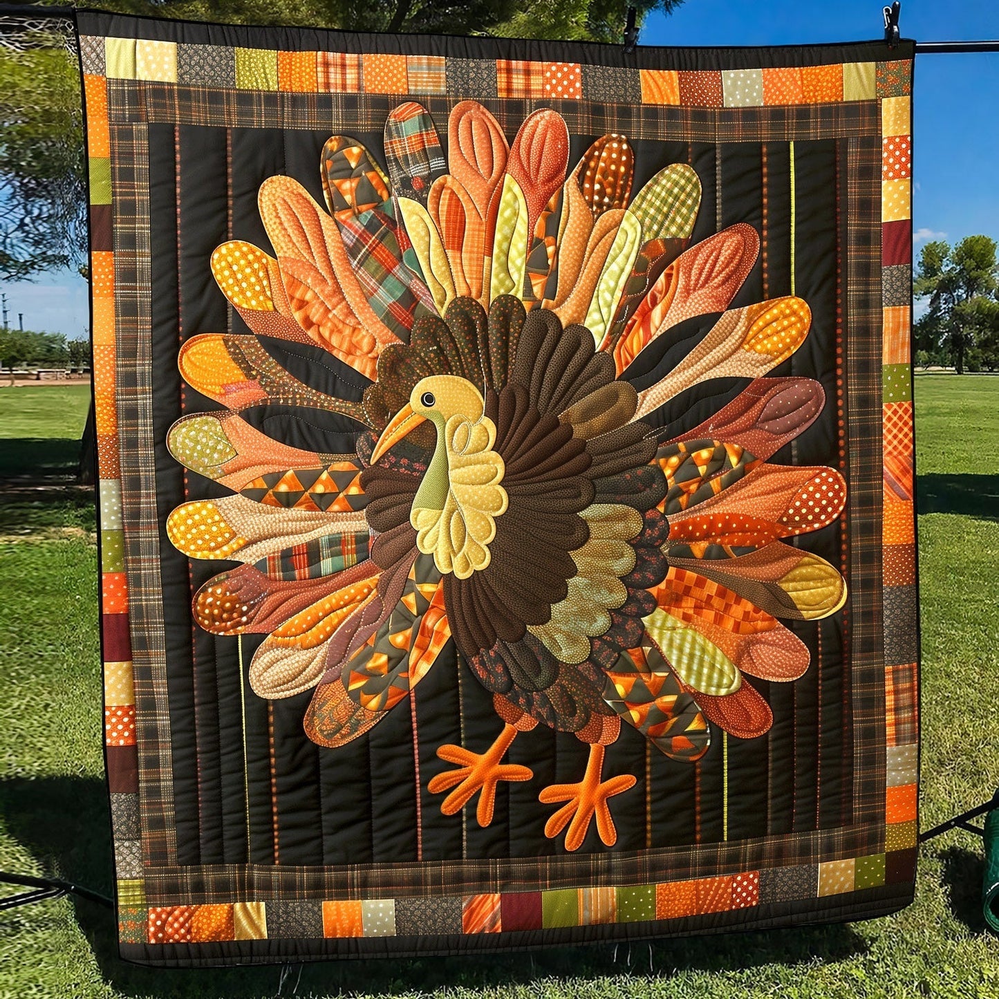 Autumn Turkey Quilted Blanket - Throw (55" x 60")