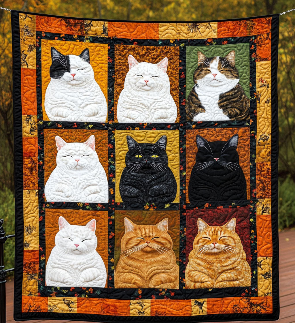 Autumn Whiskers Quilted Blanket - Throw (55" x 60")