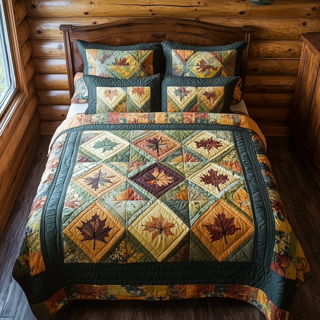 Autumn Whispers 3-Piece Quilted Bedding Set - Single (59" x 70")