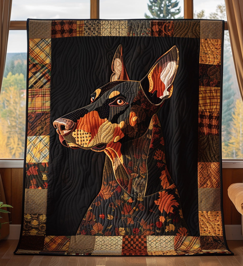 Autumnal Doberman Dreams Quilted Blanket - Throw (55" x 60")
