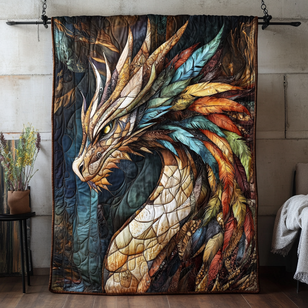 Azure Blaze Quilted Blanket - Throw (55" x 60")