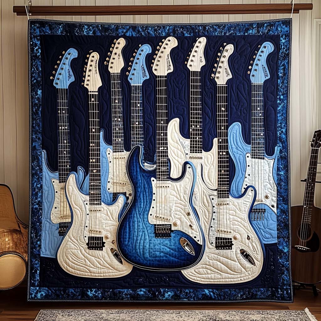 Azure Echoes Quilted Blanket - Throw (55" x 60")
