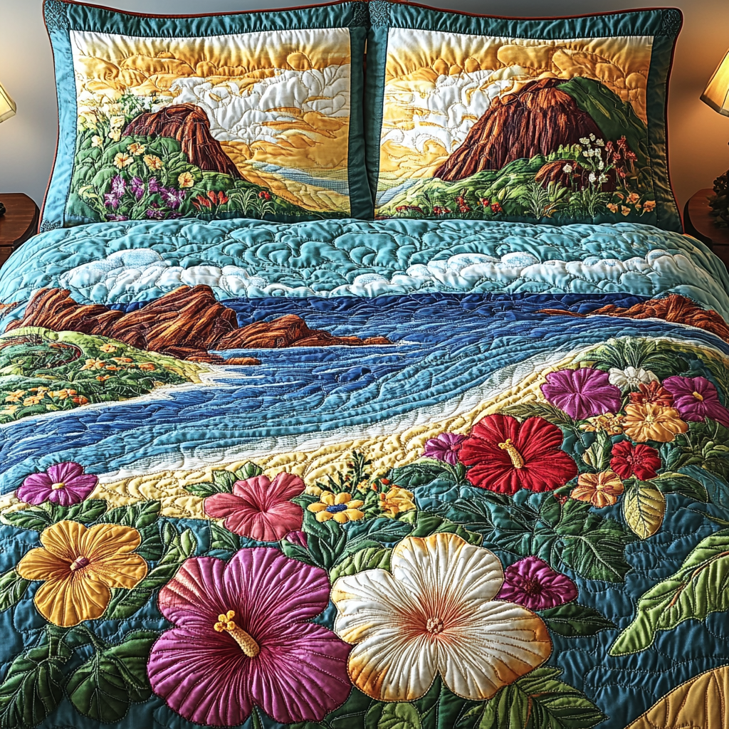 Azure Horizons Quilted Bedding Set - Single (59" x 70")