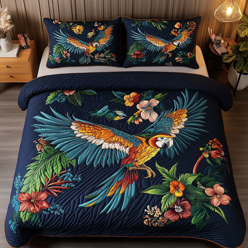 Azure Wings 3-Piece Quilted Bedding Set - Single (59" x 70")