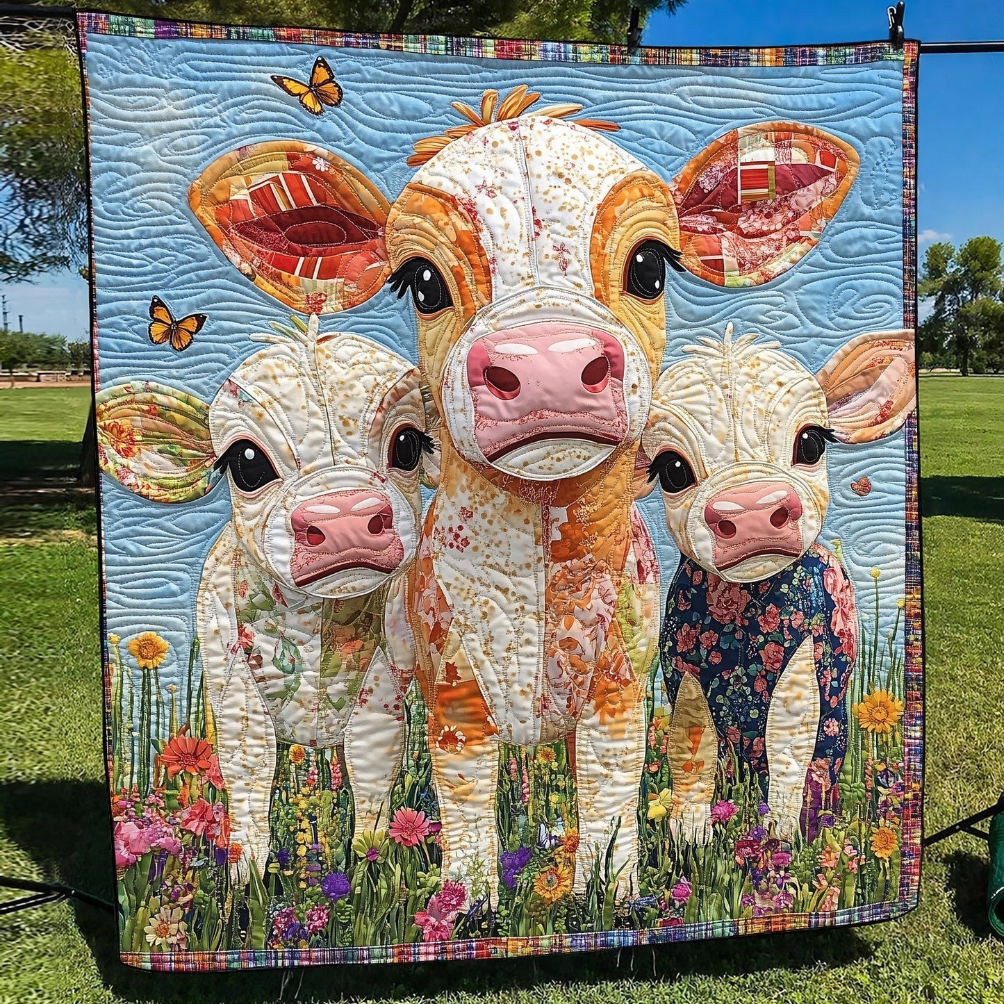 Baby Cows Quilted Blanket - Throw (55" x 60")
