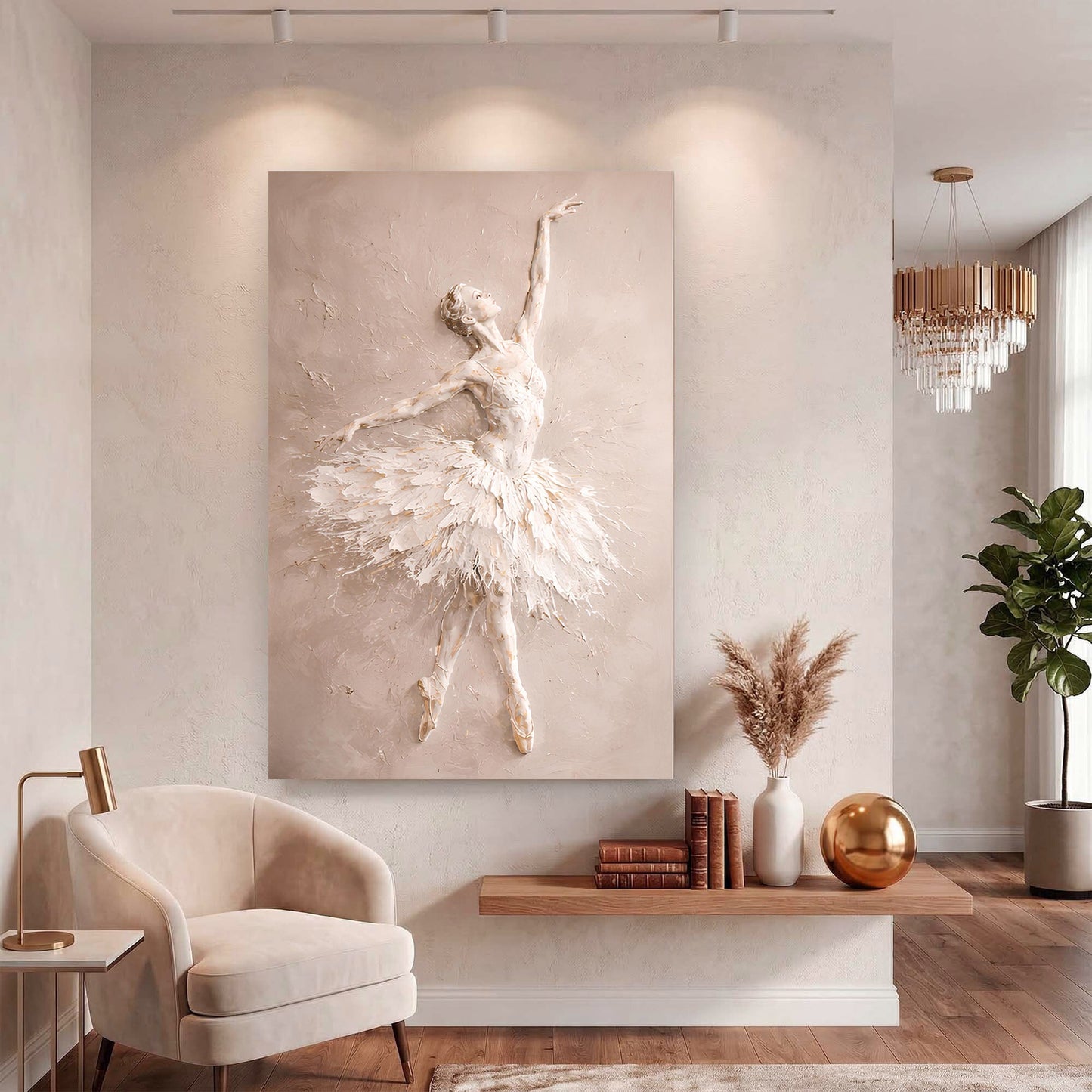 White Impasto Ballet Dancer — Single Figure