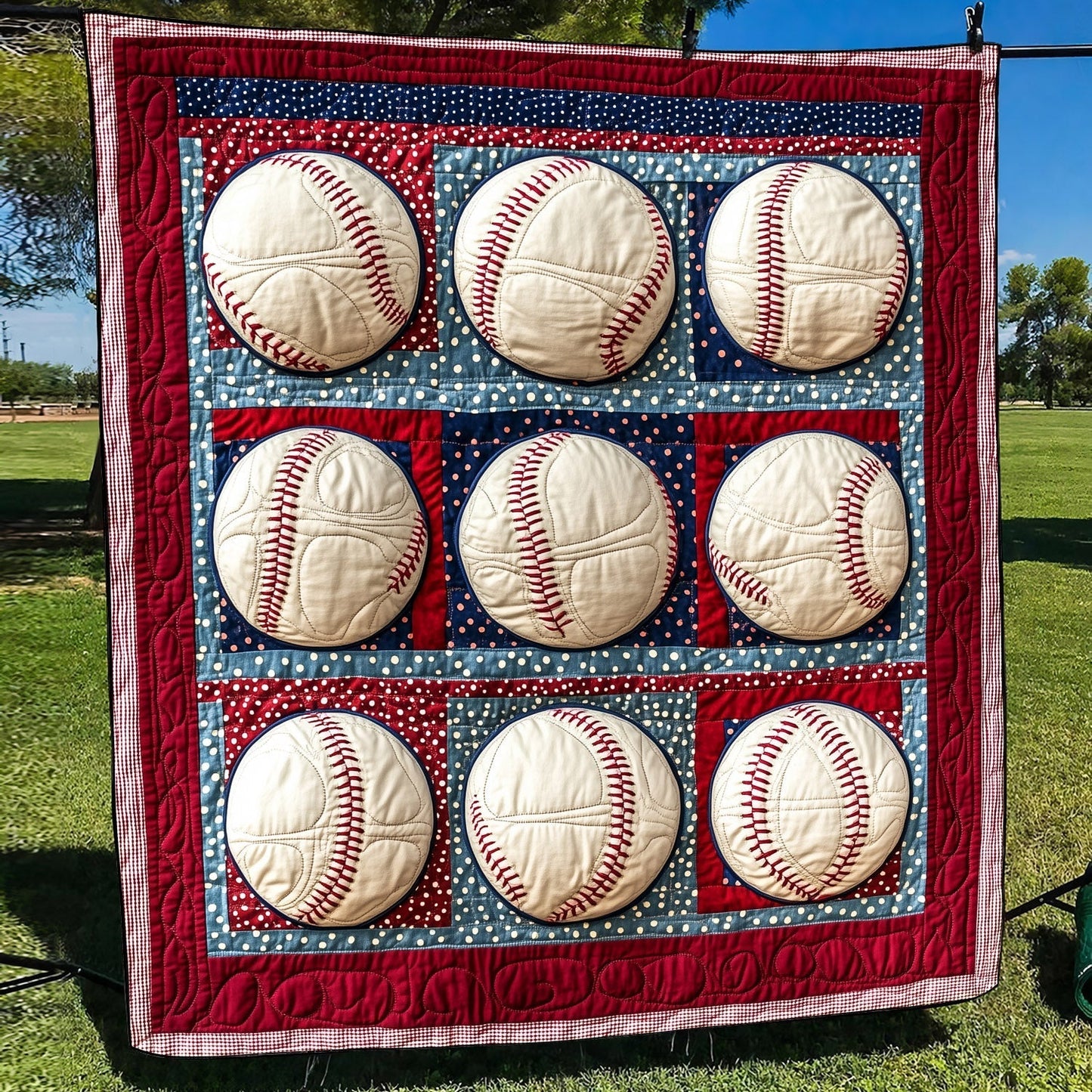 Ballpark Bliss Quilted Blanket - Throw (55" x 60")
