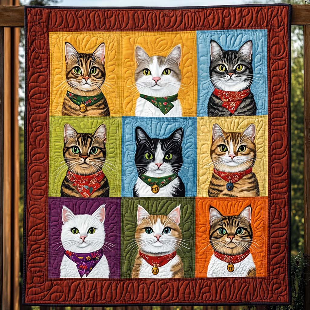 Bandana Felines Quilted Blanket - Throw (55" x 60")