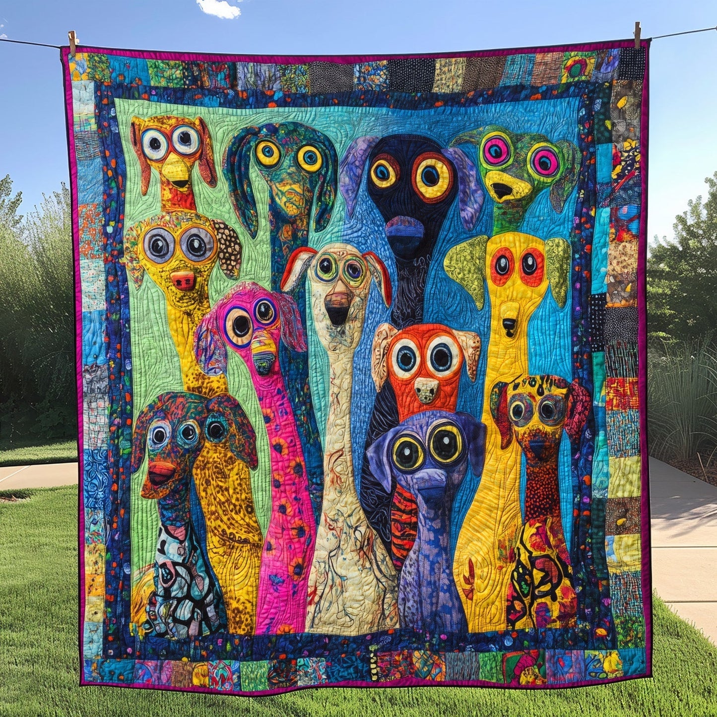 Barking Bliss Quilted Blanket - Throw (55" x 60")