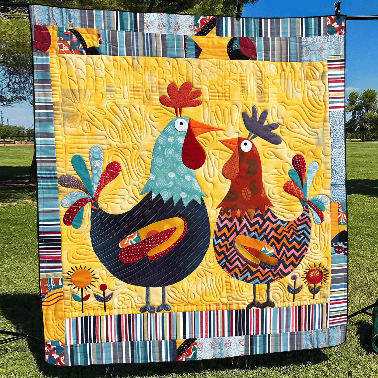 Barnyard Couple Quilted Blanket - Throw (55" x 60")