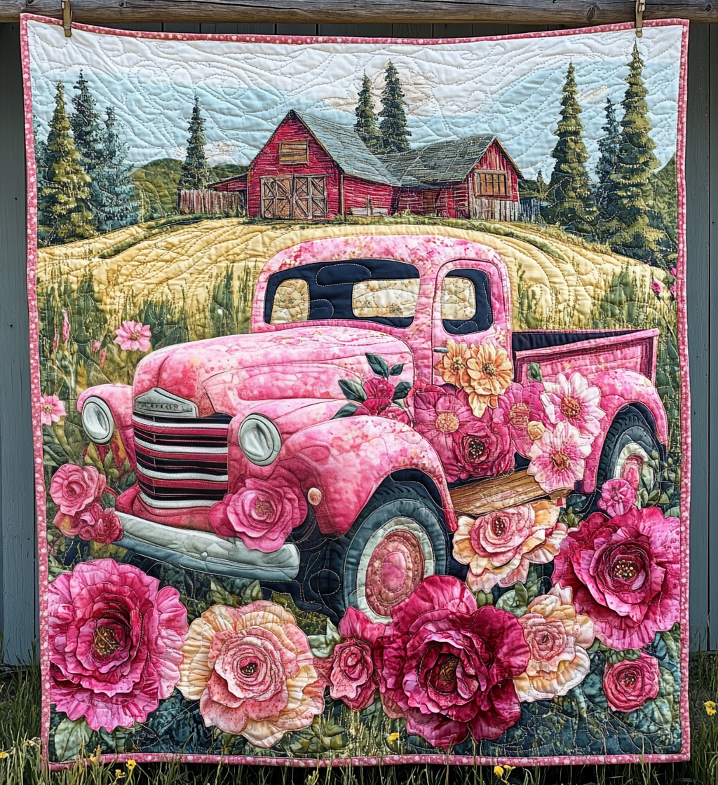Barnyard Beauty Quilted Blanket - Throw (55" x 60")