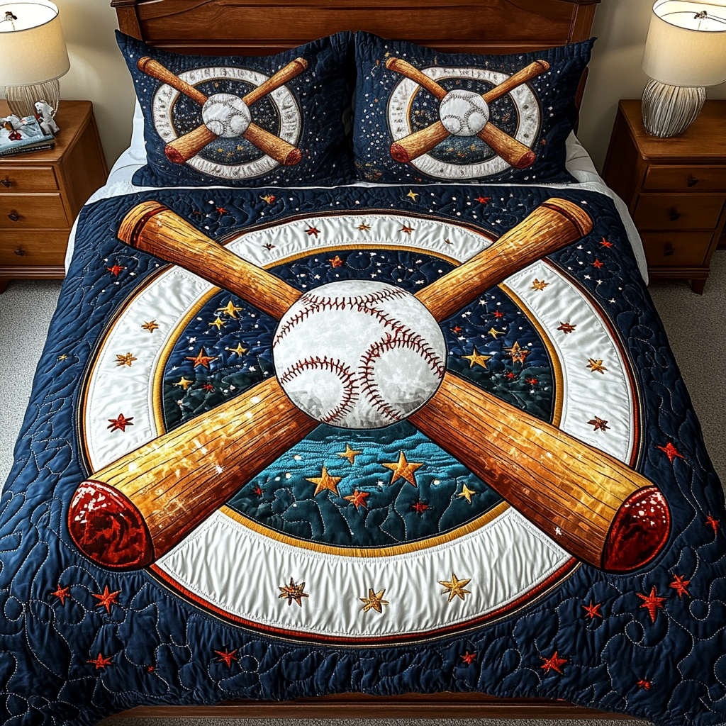 Baseball Dreams 3-Piece Quilted Bedding Set - Single (59" x 70")