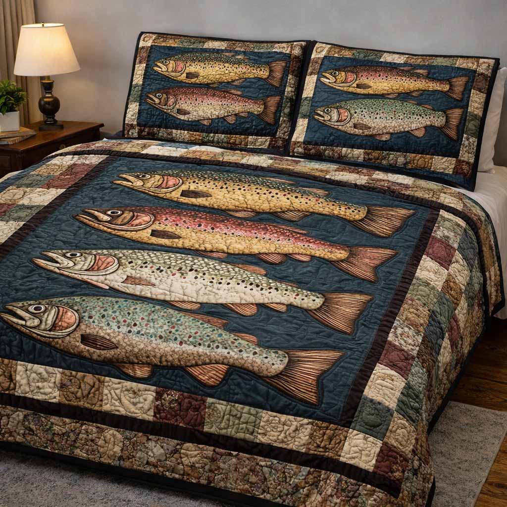 Bass Strike 3-Piece Quilted Bedding Set - Single (59" x 70")