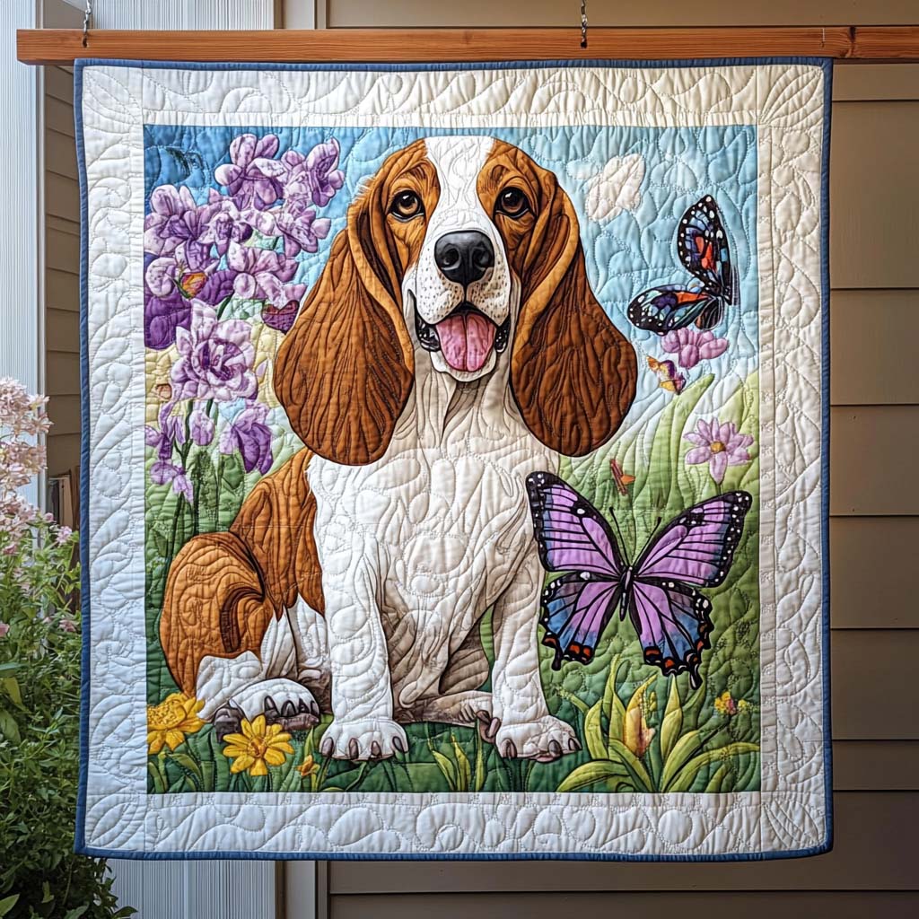 Basset Charm Quilted Blanket - Throw (55" x 60")