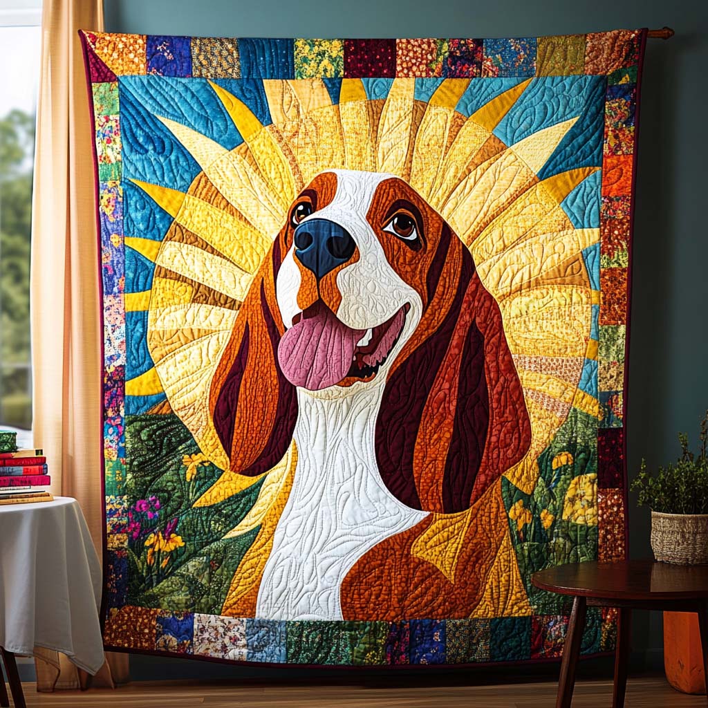 Basset Delight Quilted Blanket - Throw (55" x 60")