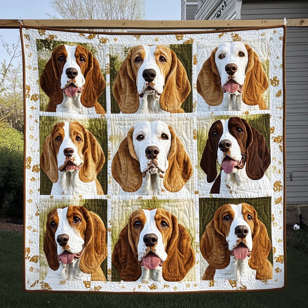 Basset Harmony Quilted Blanket - Throw (55" x 60")