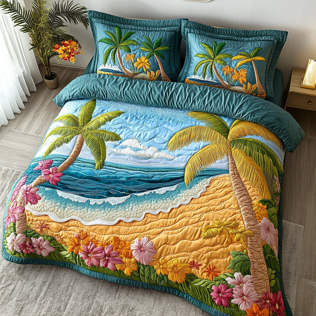 Beach Bliss 3-Piece Quilted Bedding Set - Single (59" x 70")