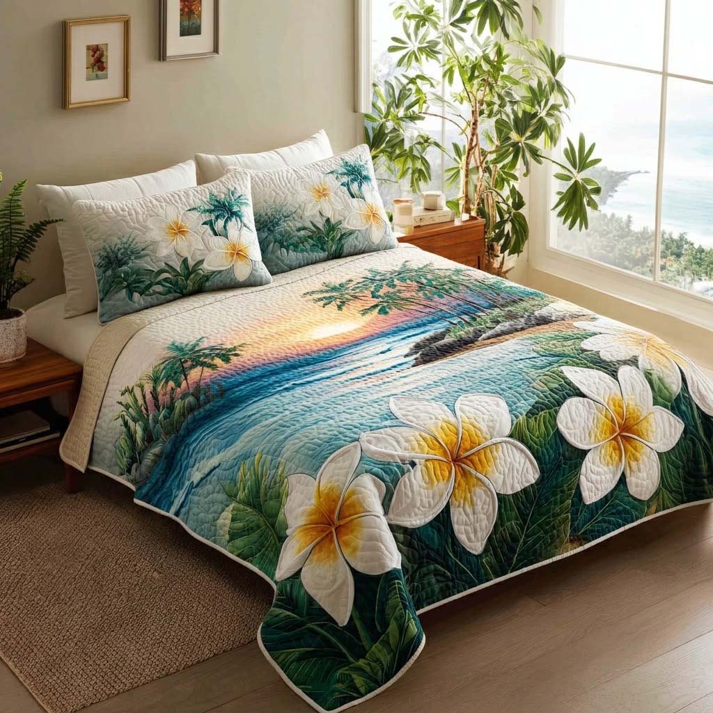 Beach Serenity 3-Piece Quilted Bedding Set - Single (59" x 70")