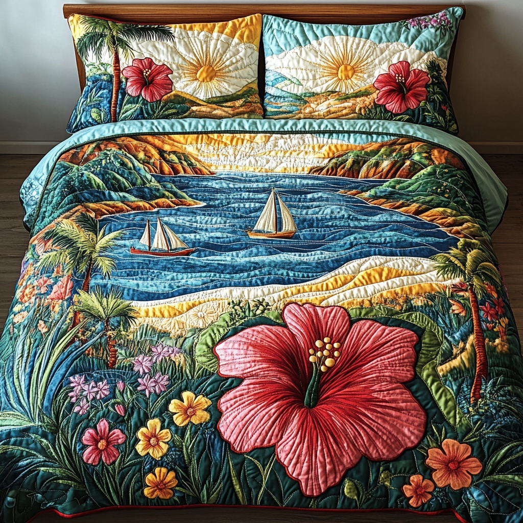 Beachcomber Bliss Quilted Bedding Set - Single (59" x 70")