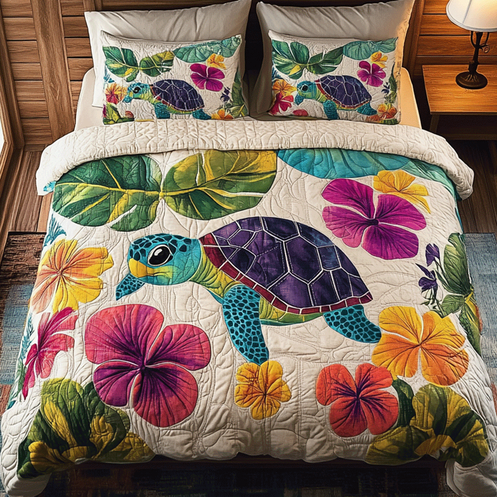 Beachfront Harmony 3-Piece Quilted Bedding Set - Single (59" x 70")