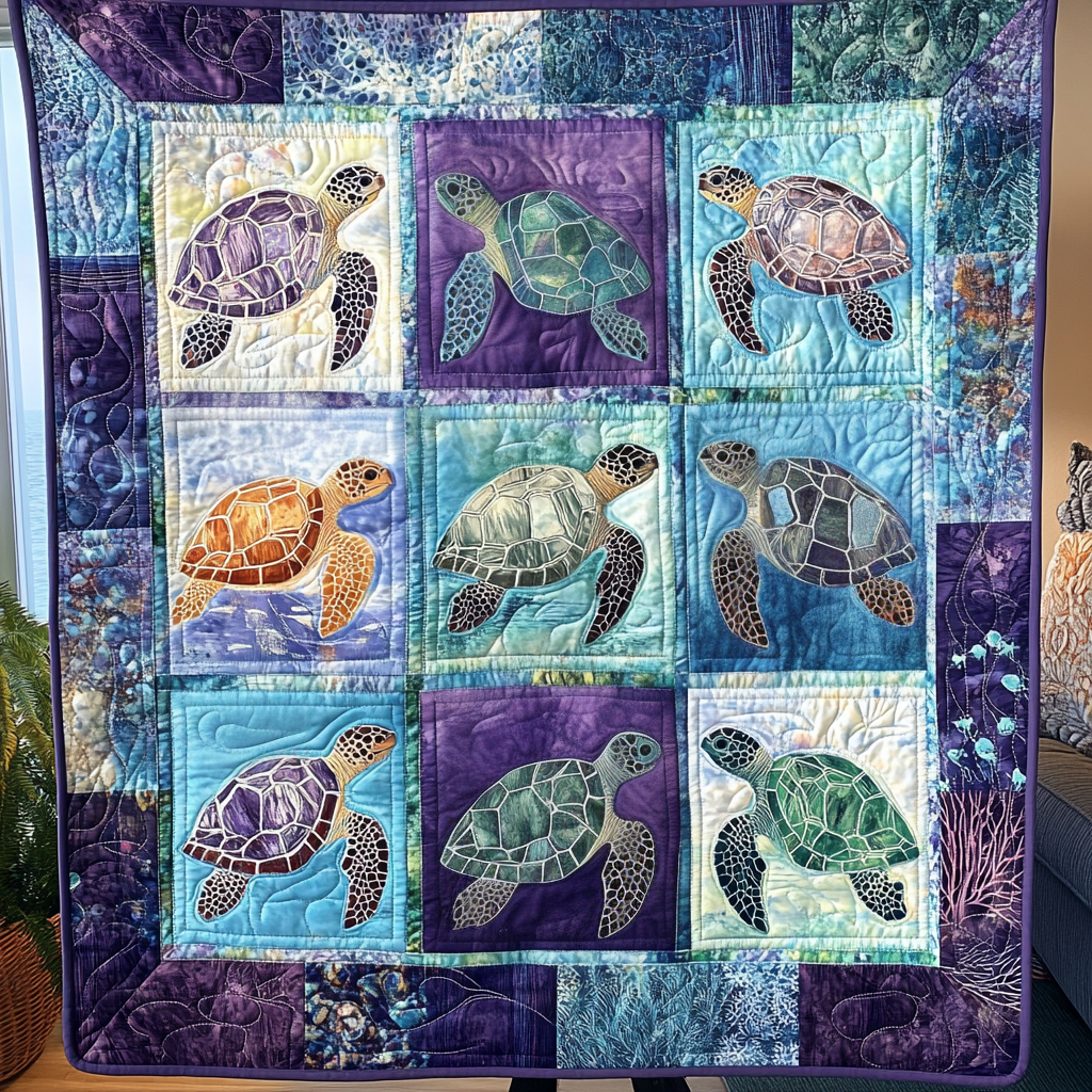Beachfront Harmony Quilted Blanket - Throw (55" x 60")